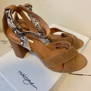 Halogen Hahaleylea cognac suede block heel sandals